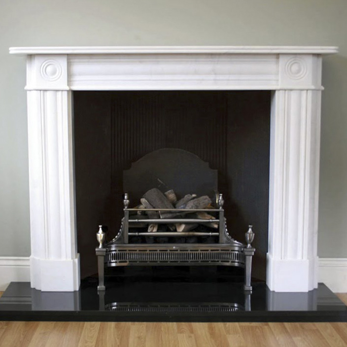 White marble Large Roundel mantel